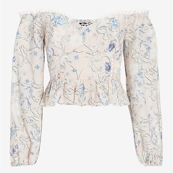 Express Floral Off The Shoulder Corset Peplum Top, XS NWT - Picture 7 of 11
